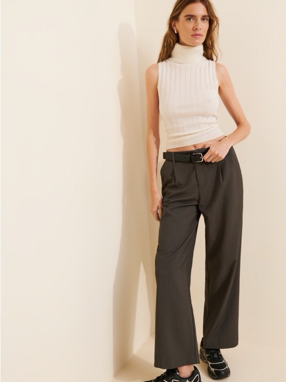 Reformation Rowyn Cashmere Ivory-White-Cream Ribbed Sleeveless Turtleneck Small - Picture 7 of 7